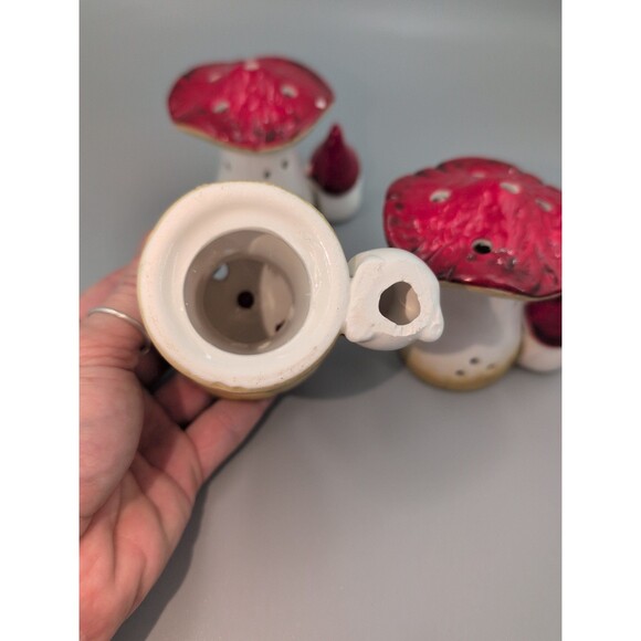 3 mushroom gnome snowman ceramic Christmas decor figurines - Picture 5 of 5